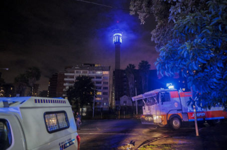 Johannesburg Metro Police Department (JMPD) patrol during the multidisciplinary Safer Festive Season Operation O Kae Molao on new year’s eve in Hillbrow on December 31, 2022. (Photo by AFP)