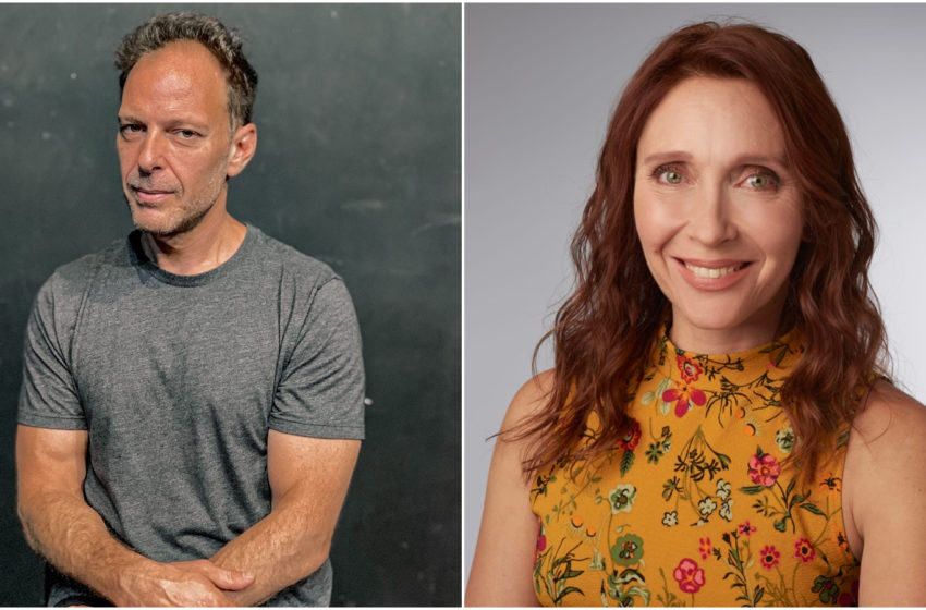  Con Raquel Ameri y Mariano Stolkiner, actriz y director de la obra «Rota», que se presenta en el Festival Temporada Alta de Girona