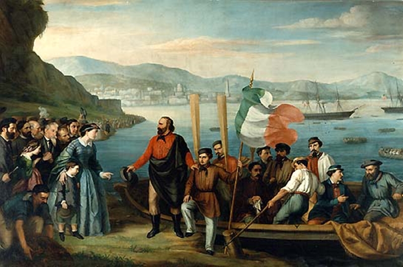 Expedición de los mil: Giuseppe Garibaldi en la partida en la playa de la localidad de Quarto.. Foto: Wikipedia.