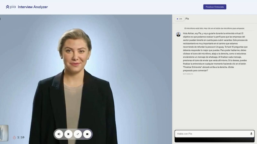 Pía (sigla de People Intelligence Assistant), el primer reclutador digital con entrevistas automatizadas por inteligencia artificial de Latinoamérica.