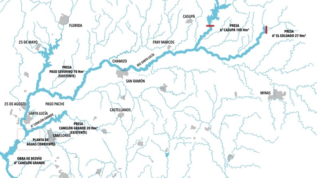 Mapa sobre la represa Casupá