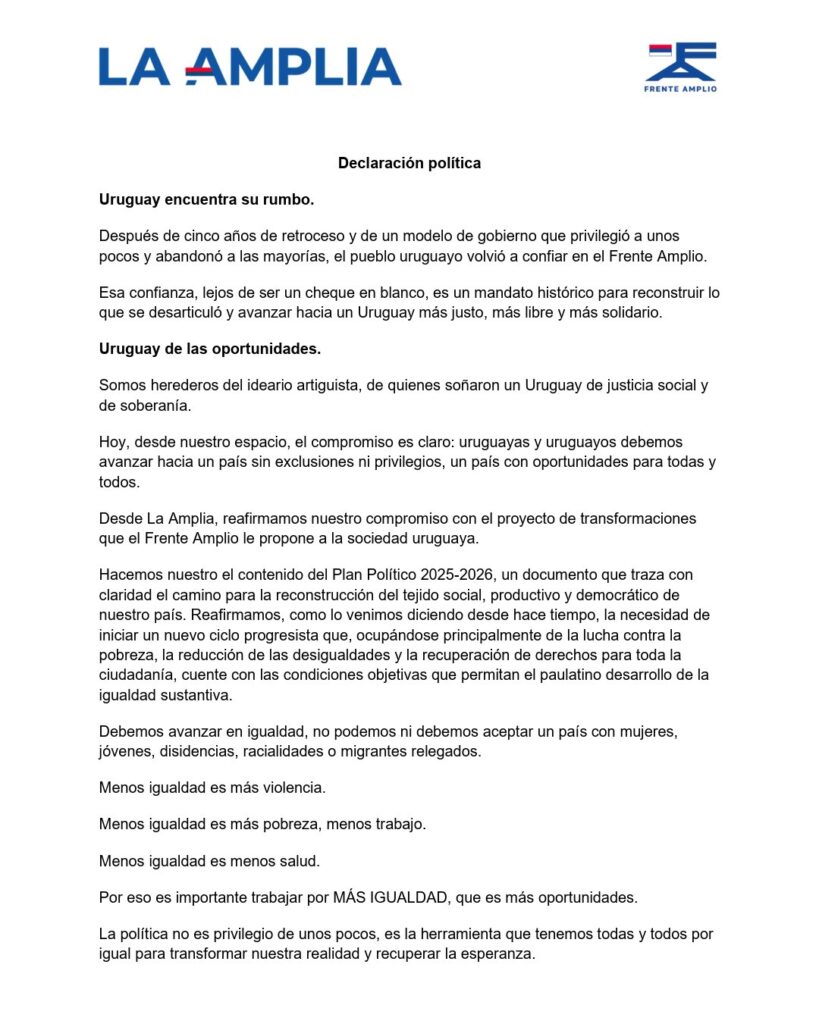 Declaración Política de La Amplia