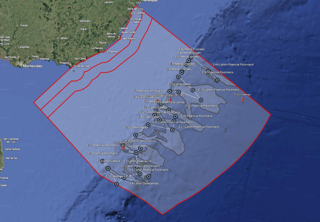 Área de estudio de la expedición Uruguay Sub 200.