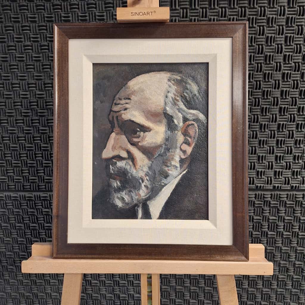 Cuadro de José Gurvich en el estudio de radio de En Perspectiva